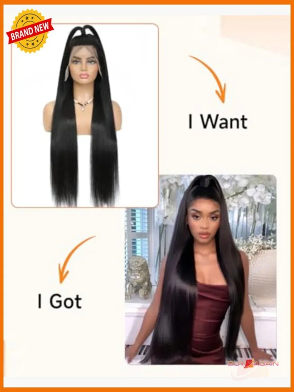 13x6 Lace Front Wig Human Hair 32 Inch Straight 200 Density Pre Plucked Glueless